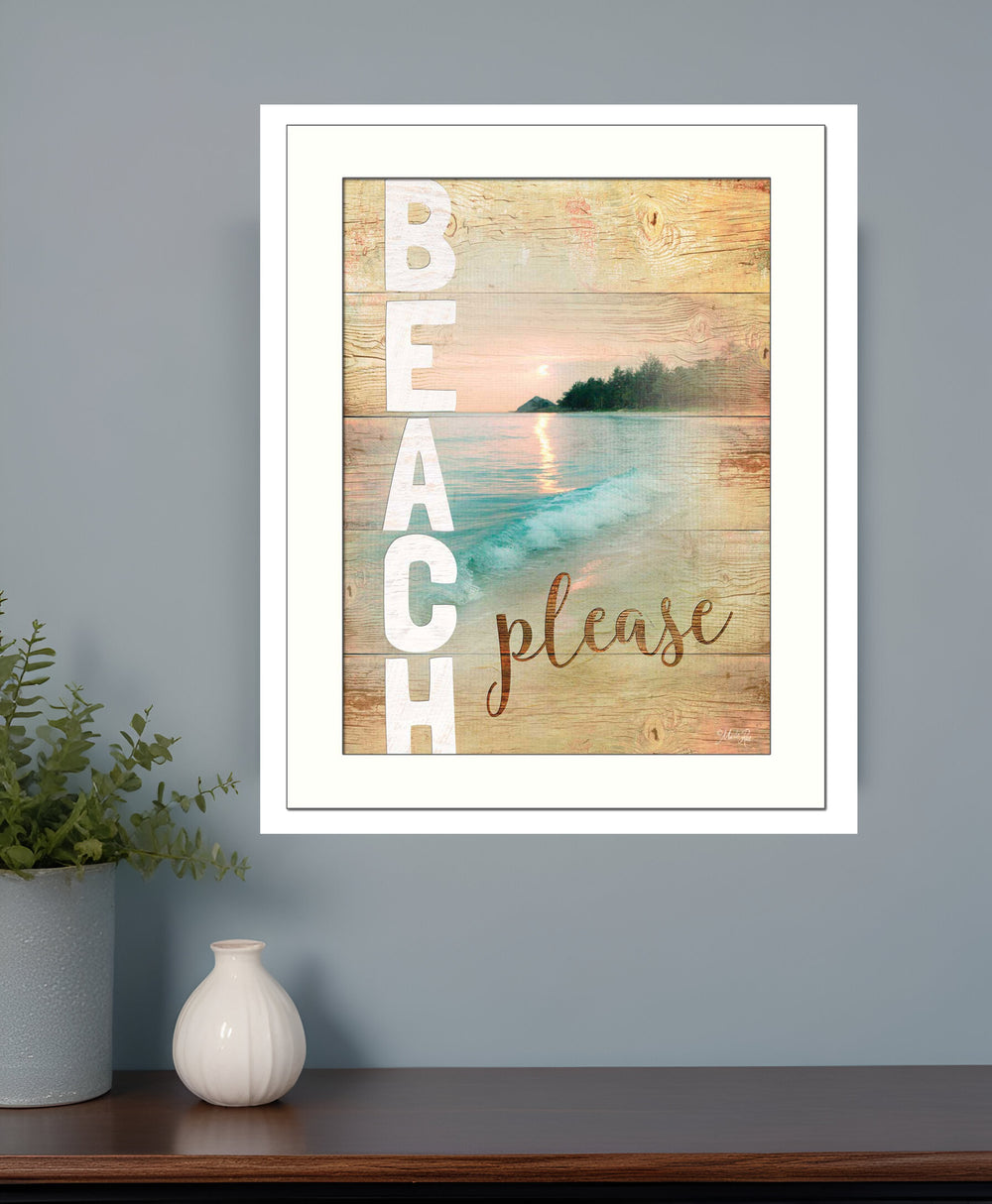 Beach Please 3 White Framed Print Wall Art - Homeroots