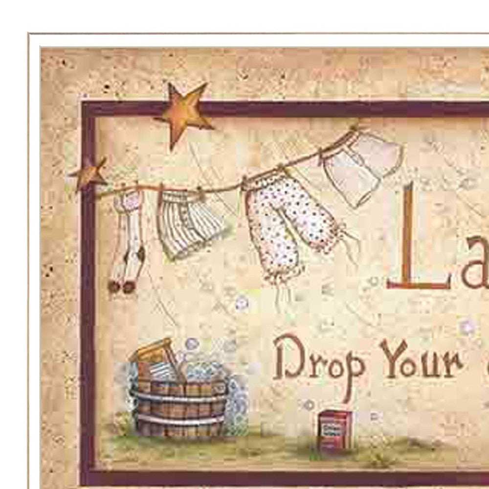 Drop Your Drawers Here White Framed Print Bathroom Wall Art - Homeroots - Flyclothing LLC