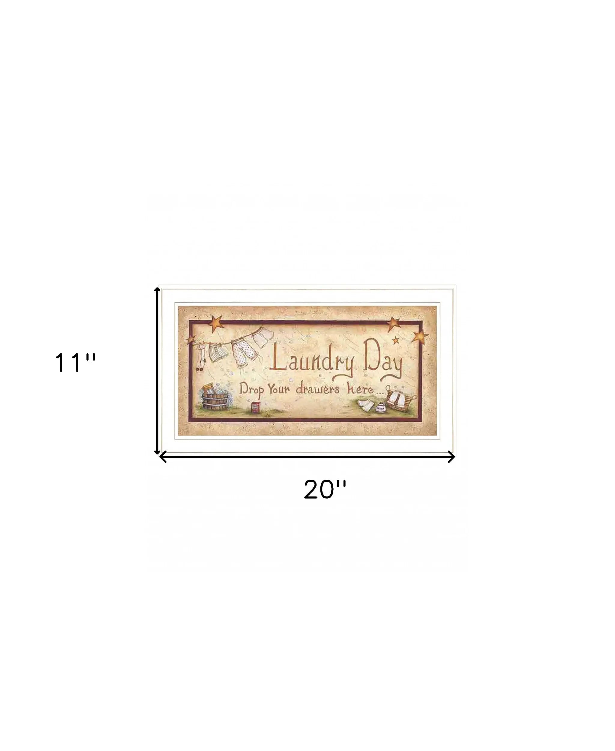 Drop Your Drawers Here White Framed Print Bathroom Wall Art - Homeroots - Flyclothing LLC