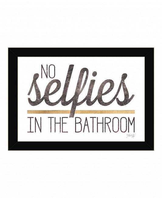 No Selfies in the Bathroom 4 Black Framed Print Bathroom Wall Art - Homeroots - Flyclothing LLC