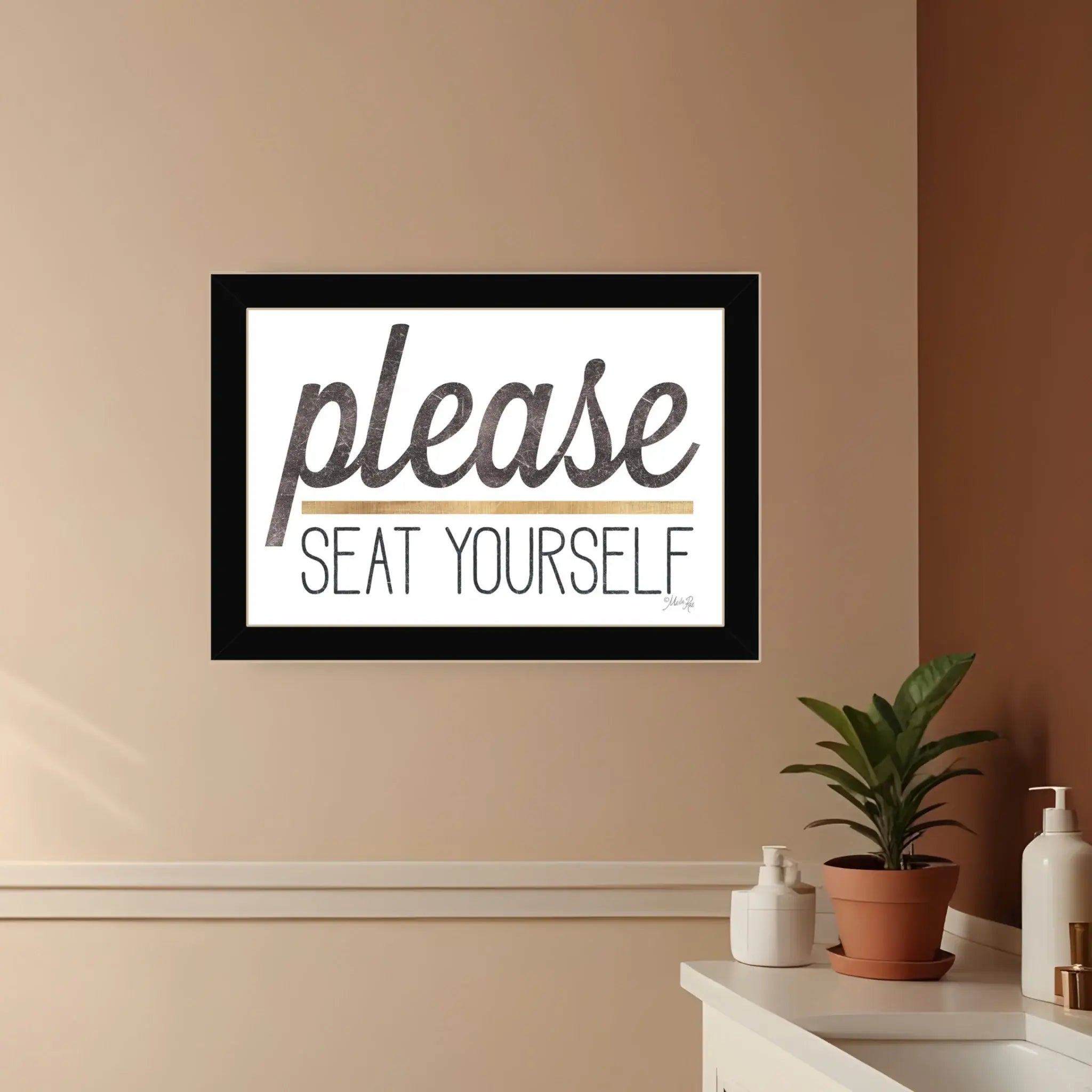 Please Seat Yourself 1 Black Framed Print Wall Art - Homeroots - Flyclothing LLC