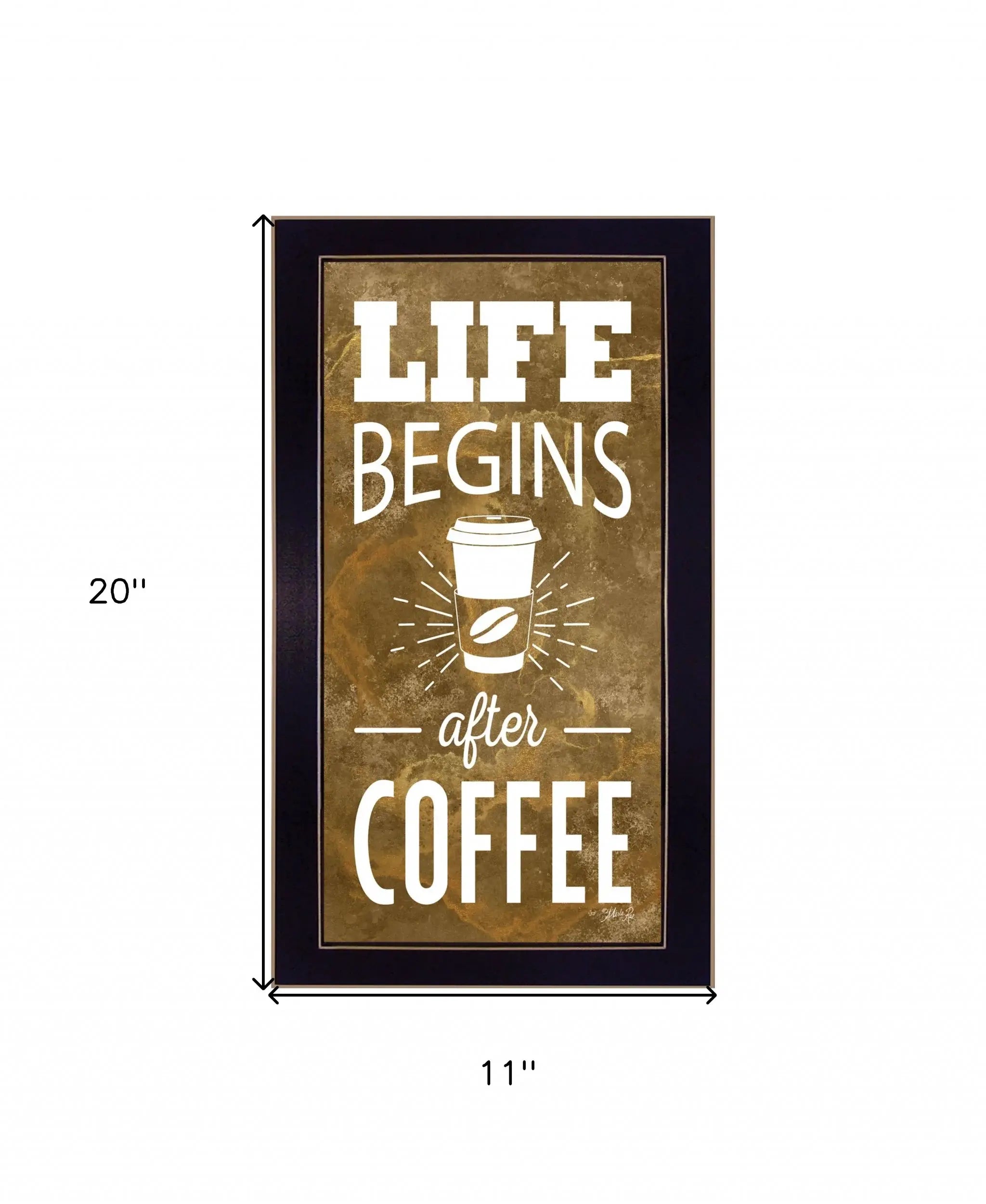 Life Begins after Coffee 1 Black Framed Print Wall Art - Homeroots - Flyclothing LLC