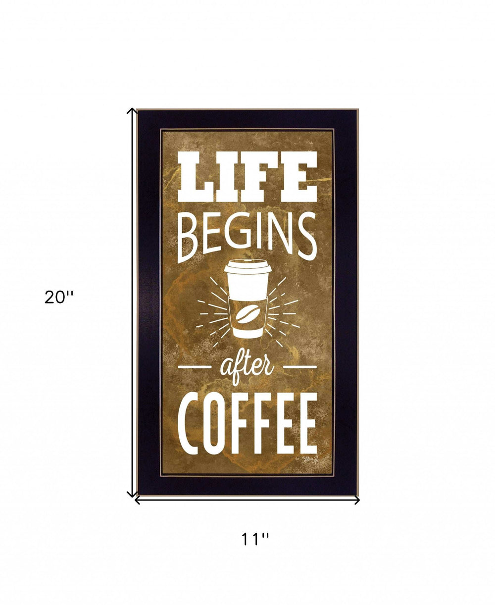 Life Begins after Coffee 1 Black Framed Print Wall Art - Homeroots - Flyclothing LLC