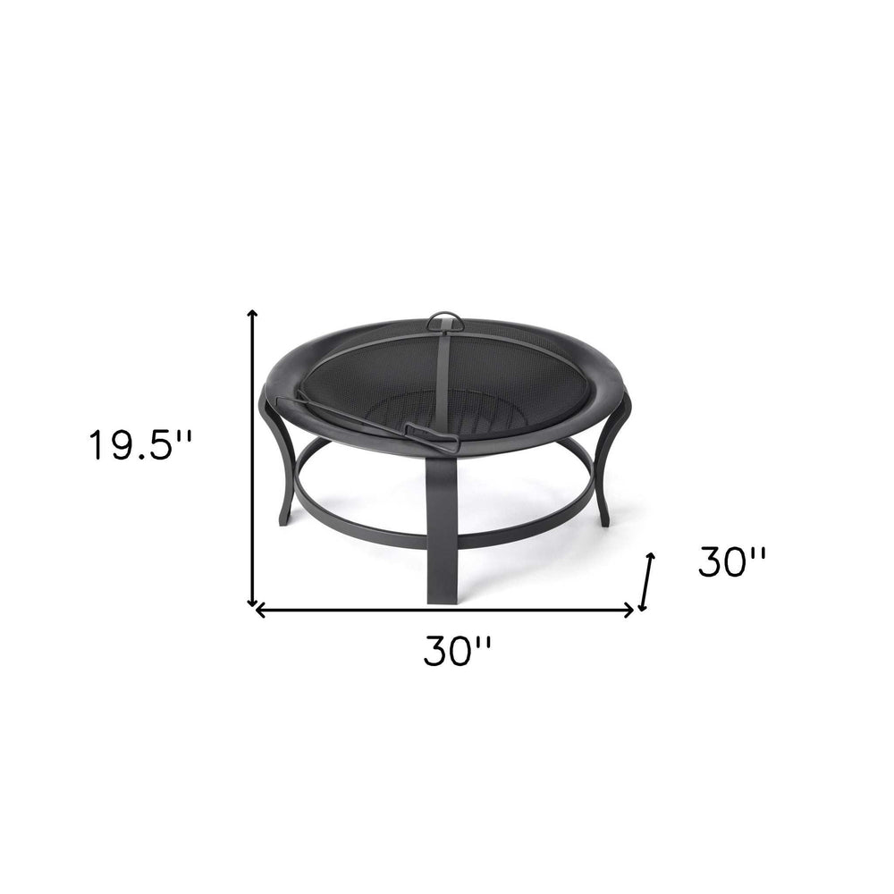 Black Steel Round Wood Burning Fire Pit - Homeroots - Flyclothing LLC