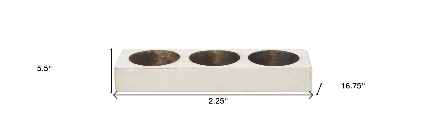Distressed White 3 Hole Cheese Mold Candle Holder - Homeroots - Flyclothing LLC