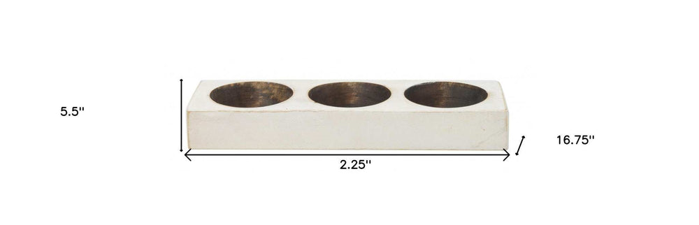 Distressed White 3 Hole Cheese Mold Candle Holder - Homeroots - Flyclothing LLC