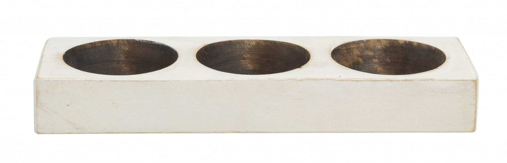Distressed White 3 Hole Cheese Mold Candle Holder - Homeroots - Flyclothing LLC