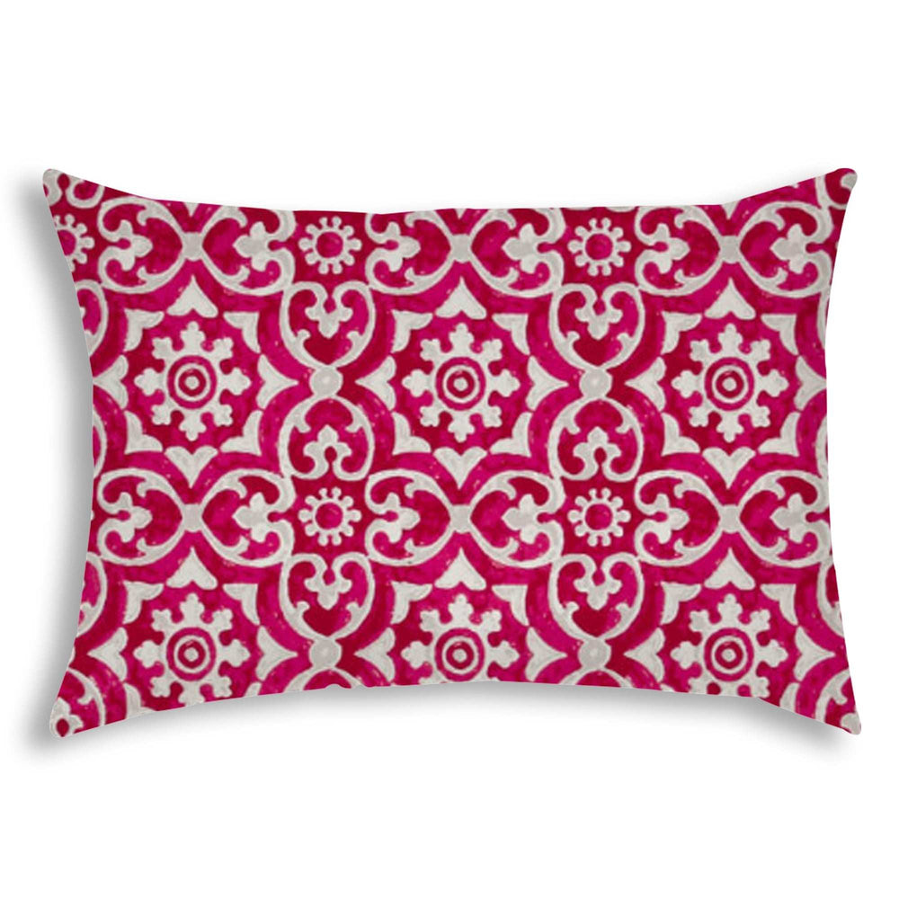 Pink Medallion Indoor Outdoor Sewn Lumbar Pillow - Homeroots - Flyclothing LLC