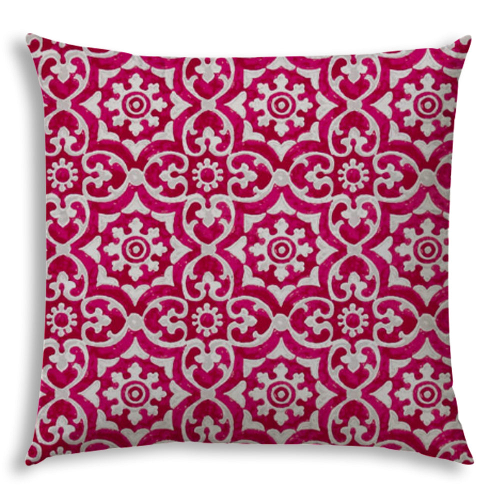 20" X 20" Magenta Blown Seam Stencil Indoor Outdoor Throw Pillow - Homeroots