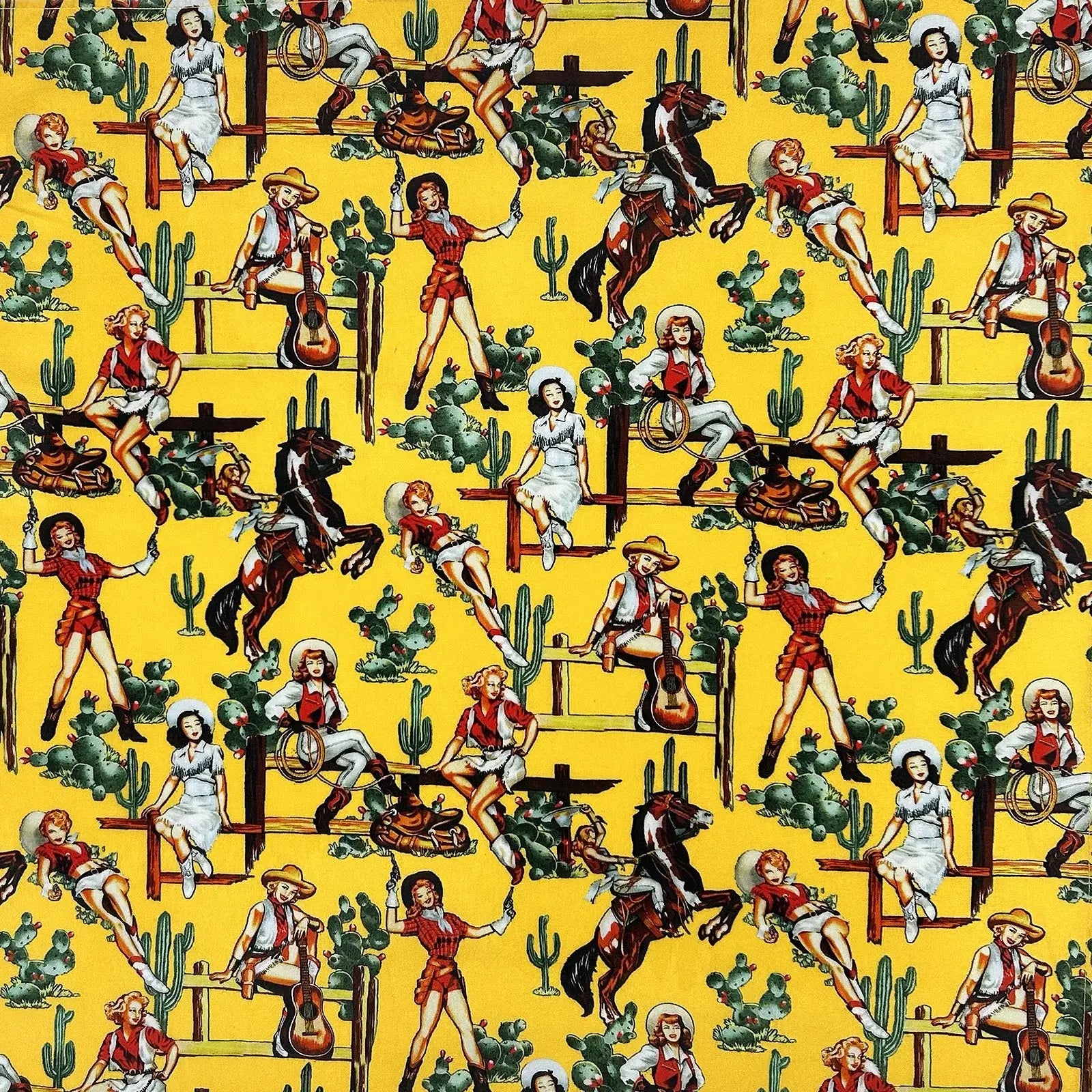 Rockmount Ranch Ware Vintage Cowgirl Western Cotton Bandana in Yellow - Rockmount Clothing - Flyclothing LLC
