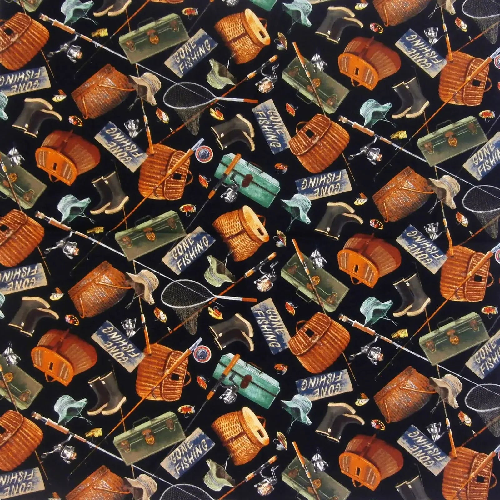 Rockmount Ranch Ware Gone Fishing Print Western Cotton Bandana - Rockmount Clothing - Flyclothing LLC