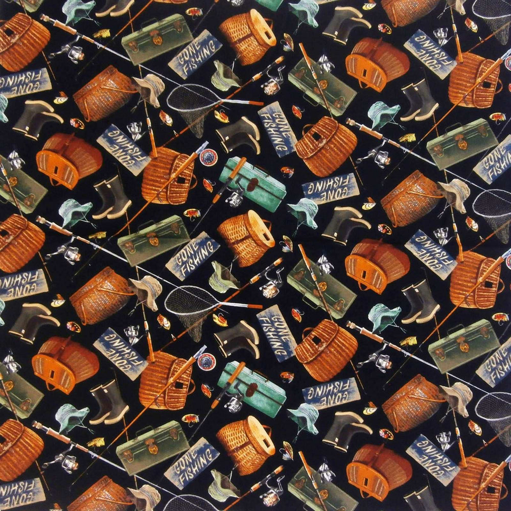 Rockmount Ranch Ware Gone Fishing Print Western Cotton Bandana - Rockmount Clothing - Flyclothing LLC