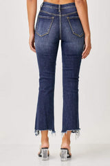 Risen Full Size Frayed Hem Cropped Straight Jeans - Trendsi - Flyclothing LLC