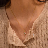 18K Gold-Plated Stainless Steel Zircon Cross Necklace - Trendsi - Flyclothing LLC