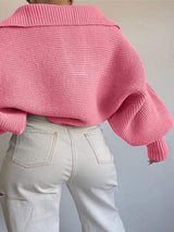 Johnny Collar Long Sleeve Sweater - Trendsi - Flyclothing LLC