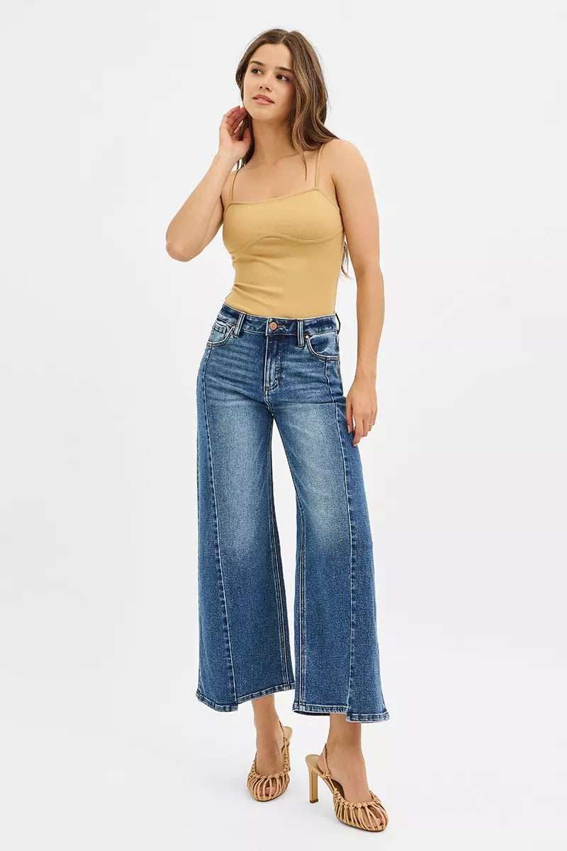 RISEN High Rise Crop Wide Leg Jeans with Step Hem - Trendsi - Flyclothing LLC