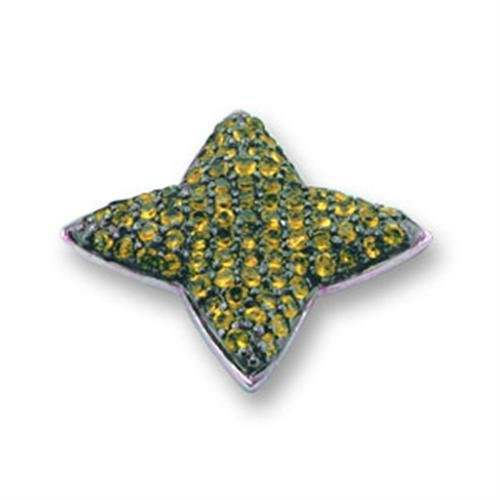 41704 - Rhodium + Ruthenium 925 Sterling Silver Pendant with AAA Grade CZ in Citrine - Alamode - Flyclothing LLC