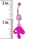 Pink Gem Mushroom Dangle Belly Ring