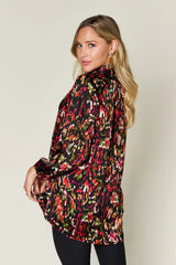 Double Take Full Size Printed Button Up Long Sleeve Shirt - Trendsi - Flyclothing LLC