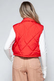 Snobbish Snap Down Quilted Crop Vest - Trendsi