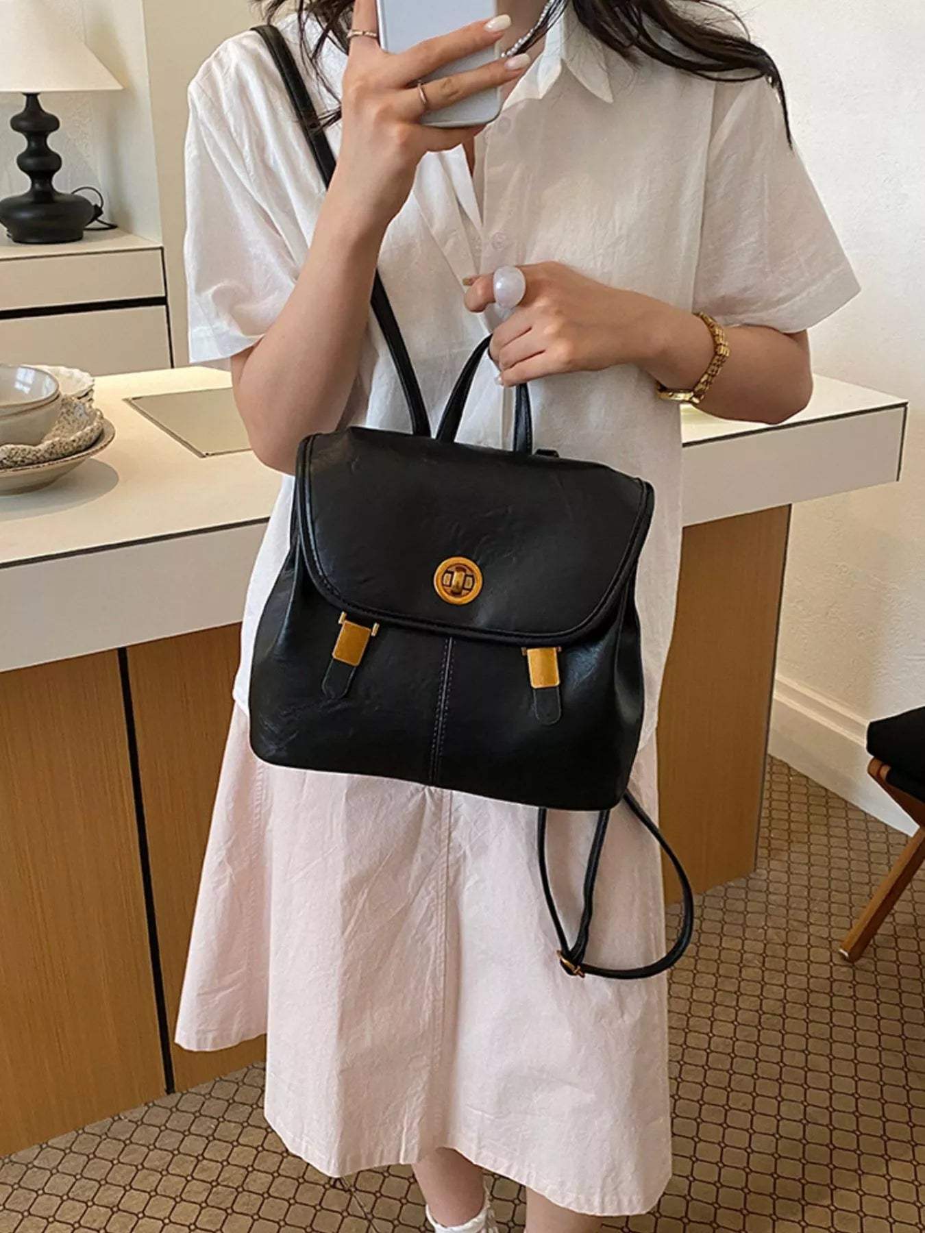 PU Leather Backpack Bag - Trendsi - Flyclothing LLC