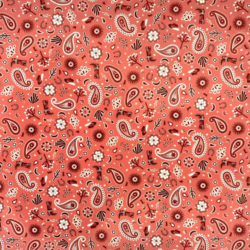 Rockmount Ranch Ware Paisley Boots Western Cotton Bandana in Peach - Rockmount Clothing - Flyclothing LLC