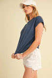 Aemi + Co Lettuce Edge Round Neck Short Sleeve T-Shirt - Trendsi - Flyclothing LLC