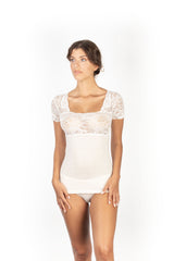 Mare Luxury Merino Wool Blend Women's Top with Lace. Proudly Made in Italy. - tittimitti - Flyclothing LLC