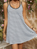 Striped Scoop Neck Double Strap Cami Dress - Trendsi