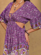 Tied Front Cutout Printed Romper - Trendsi - Flyclothing LLC