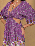 Tied Front Cutout Printed Romper - Trendsi - Flyclothing LLC