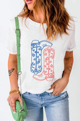 Boot Graphic Round Neck Short Sleeve T-Shirt - Trendsi - Flyclothing LLC