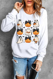 Pumpkin & Ghost Round Neck Long Sleeve Sweatshirt - Trendsi - Flyclothing LLC