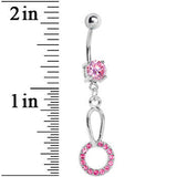Pink Gem Paved Circular Loop Belly Ring