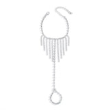 Rhinestone Fringe Hand Chain Bracelet - Trendsi - Flyclothing LLC