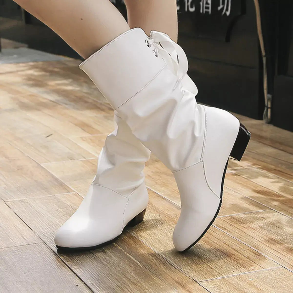 Round Toe Block Heels Boots - Trendsi - Flyclothing LLC