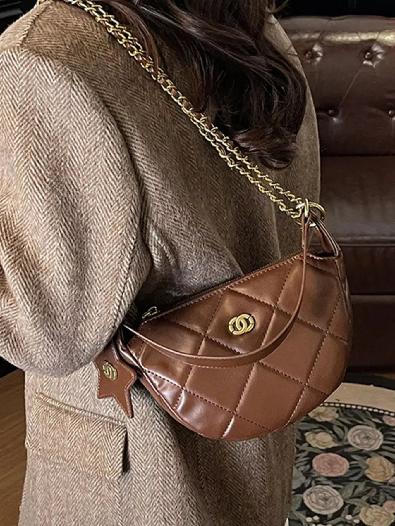 Quilted Chain Crossbody Bag - Trendsi - Flyclothing LLC