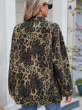 Leopard Button Up Drop Shoulder Denim Jacket - Trendsi - Flyclothing LLC