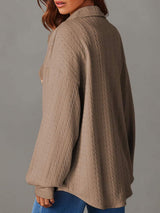 Textured Button Up Long Sleeve Shacket - Trendsi - Flyclothing LLC
