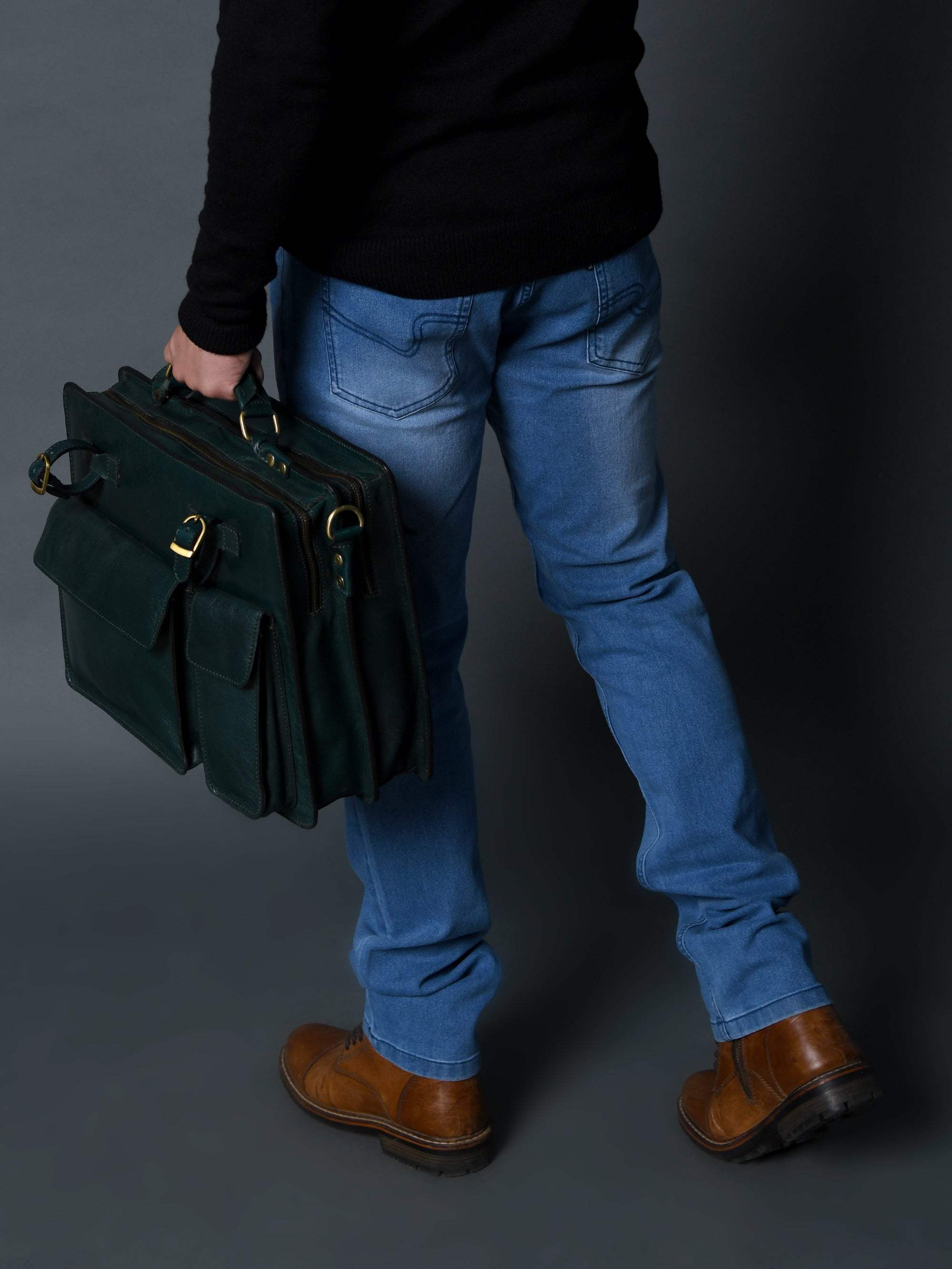 Tuscany Italian Leather Briefcase, Green - Classy Leather Bags - Flyclothing LLC