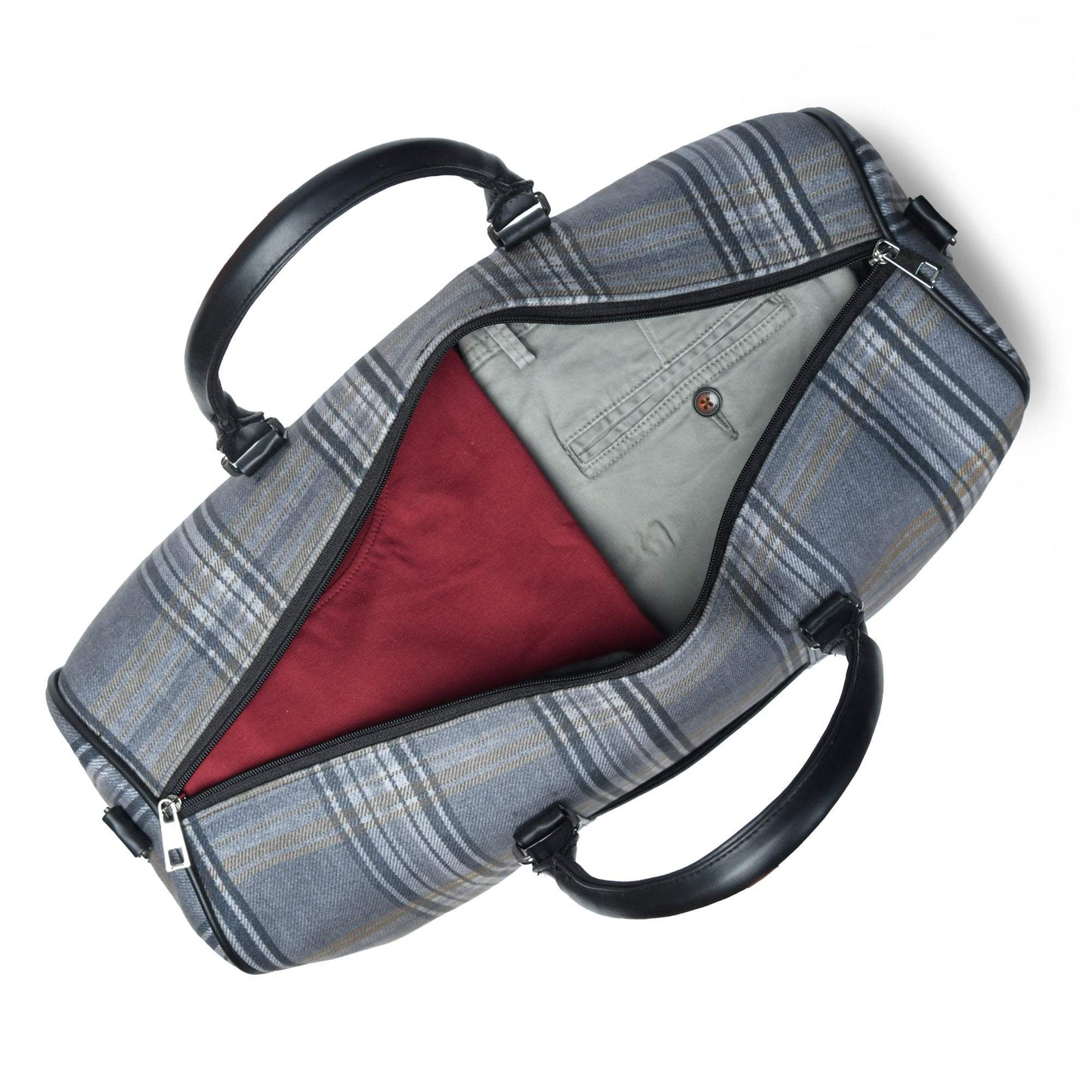 The Highlander Plaid Duffle Bag - Classy Leather Bags - Flyclothing LLC