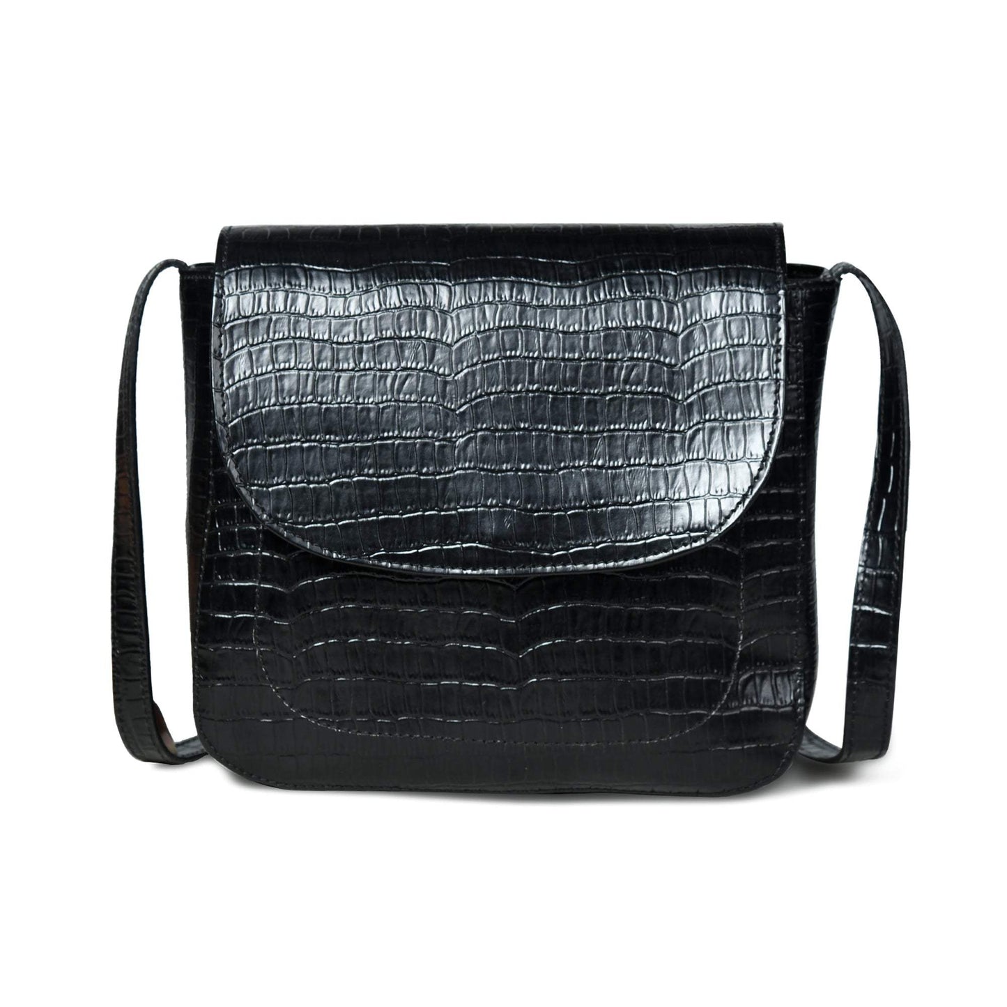 Diva Black Croco Sling Bag - Classy Leather Bags - Flyclothing LLC