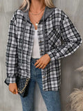 Plaid Long Sleeve Hooded Jacket - Trendsi - Flyclothing LLC