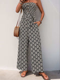 Perfee Printed Smocked Sleeveless Jumpsuit - Trendsi - Flyclothing LLC