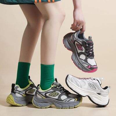 Letter Lace-Up Round Toe Athletic Shoes - Trendsi - Flyclothing LLC