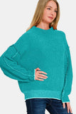 Zenana Exposed Seam Mock Neck Long Sleeve Sweater - Trendsi - Flyclothing LLC