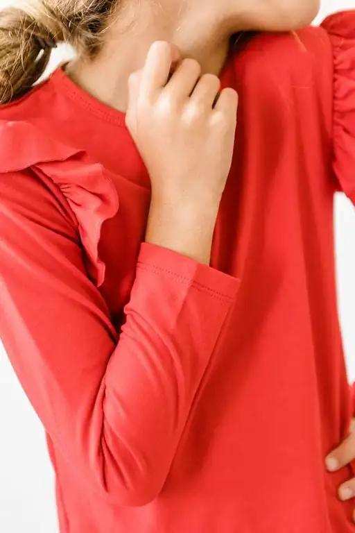 Red L/S Ruffle Tee - Mila & Rose ® - Flyclothing LLC