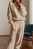 Zip Up Long Sleeve Top and Pants Set - Trendsi