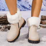 Fuzzy Ankle Boots with Zipper Detail - Trendsi - Flyclothing LLC
