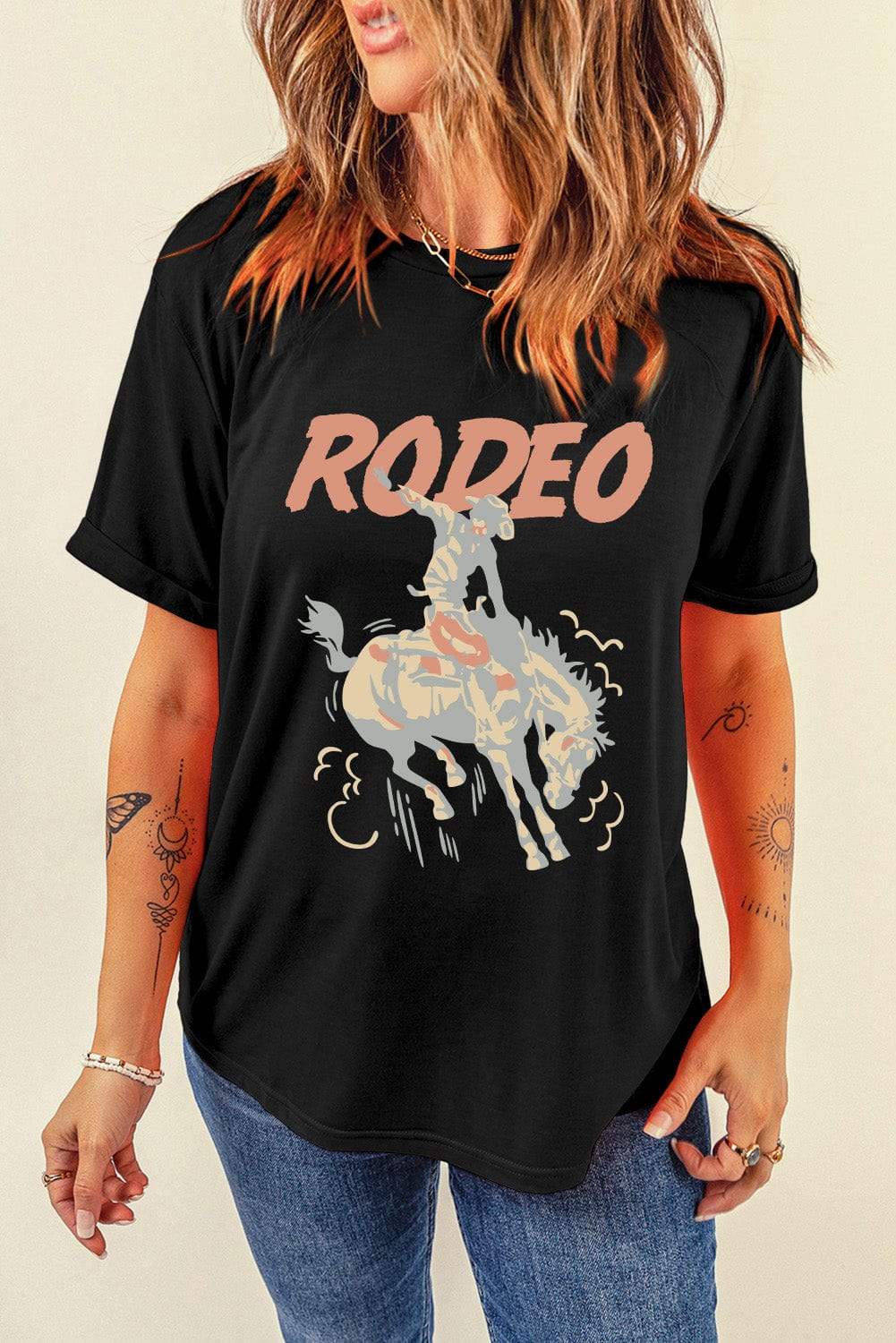 Graphic Round Neck Short Sleeve T-Shirt - Trendsi - Flyclothing LLC